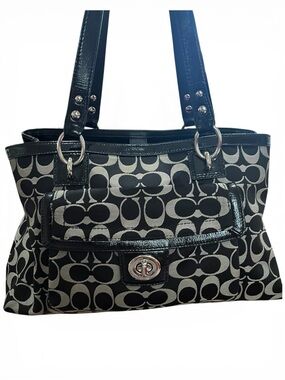Coach Monogram Black & Gray Shoulder Bag - No Call Outs